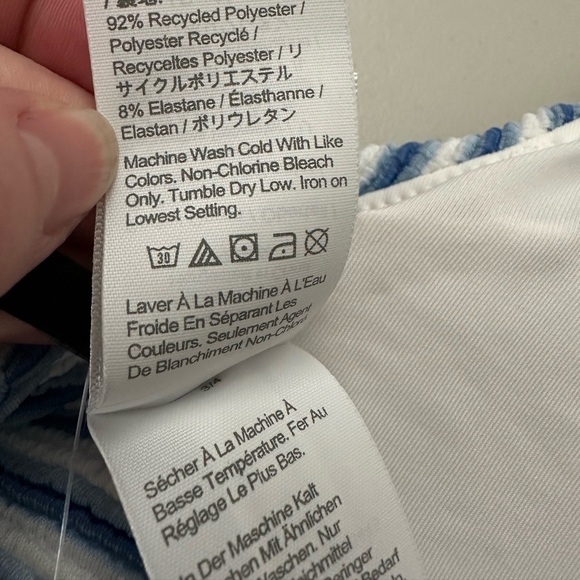 J.Crew Textured Scoopneck Bikini Top in Stripe Light Blue and White Size 3X - Picture 6 of 7